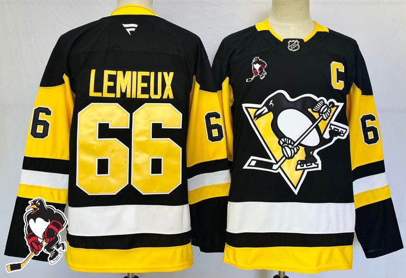 Men Pittsburgh Penguins #66 Lemieux Black Fanatics 2025 NHL Jersey style 1->pittsburgh penguins->NHL Jersey